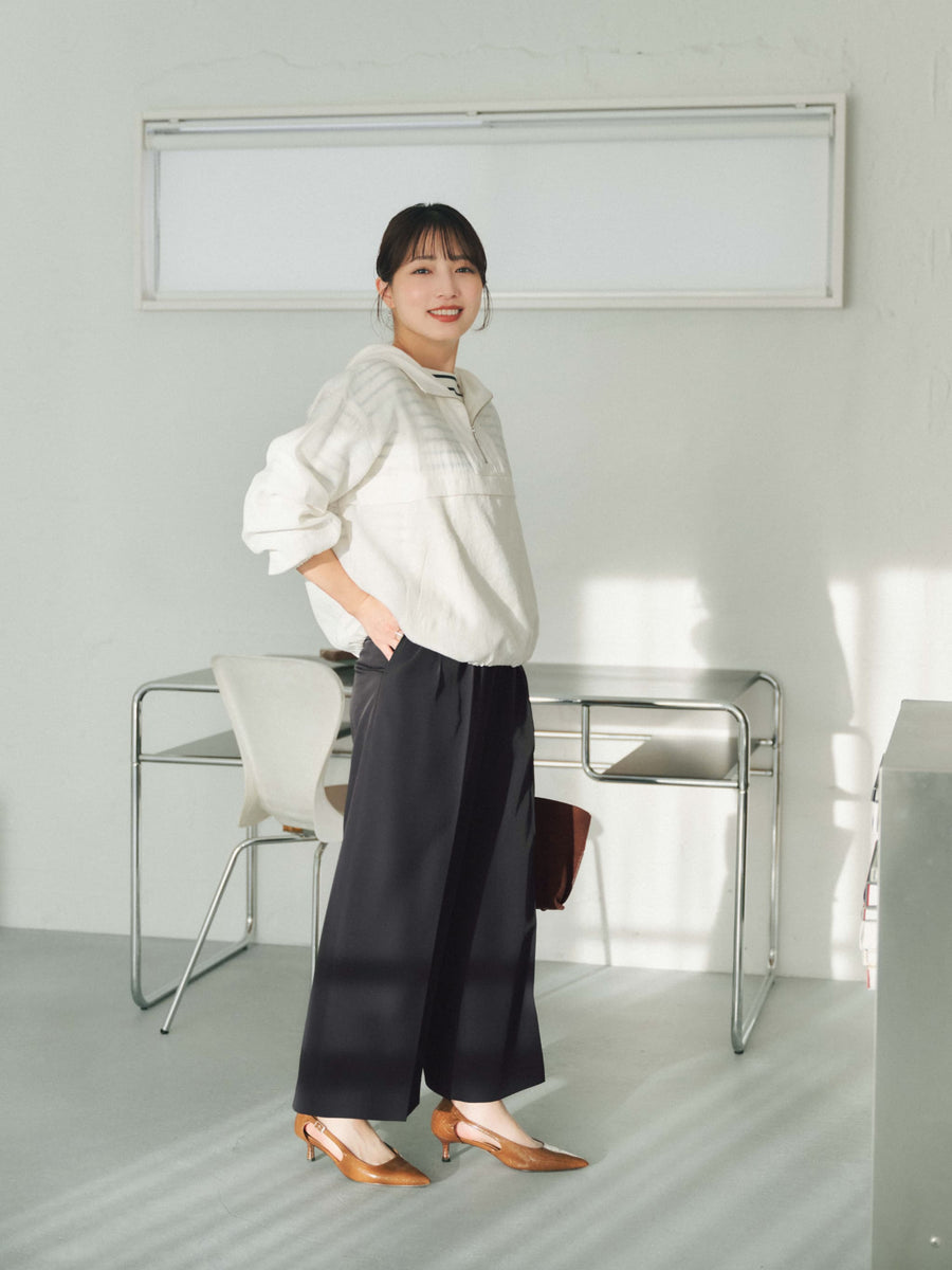 とろみツータックワイドパンツ-short & regular　[通常]