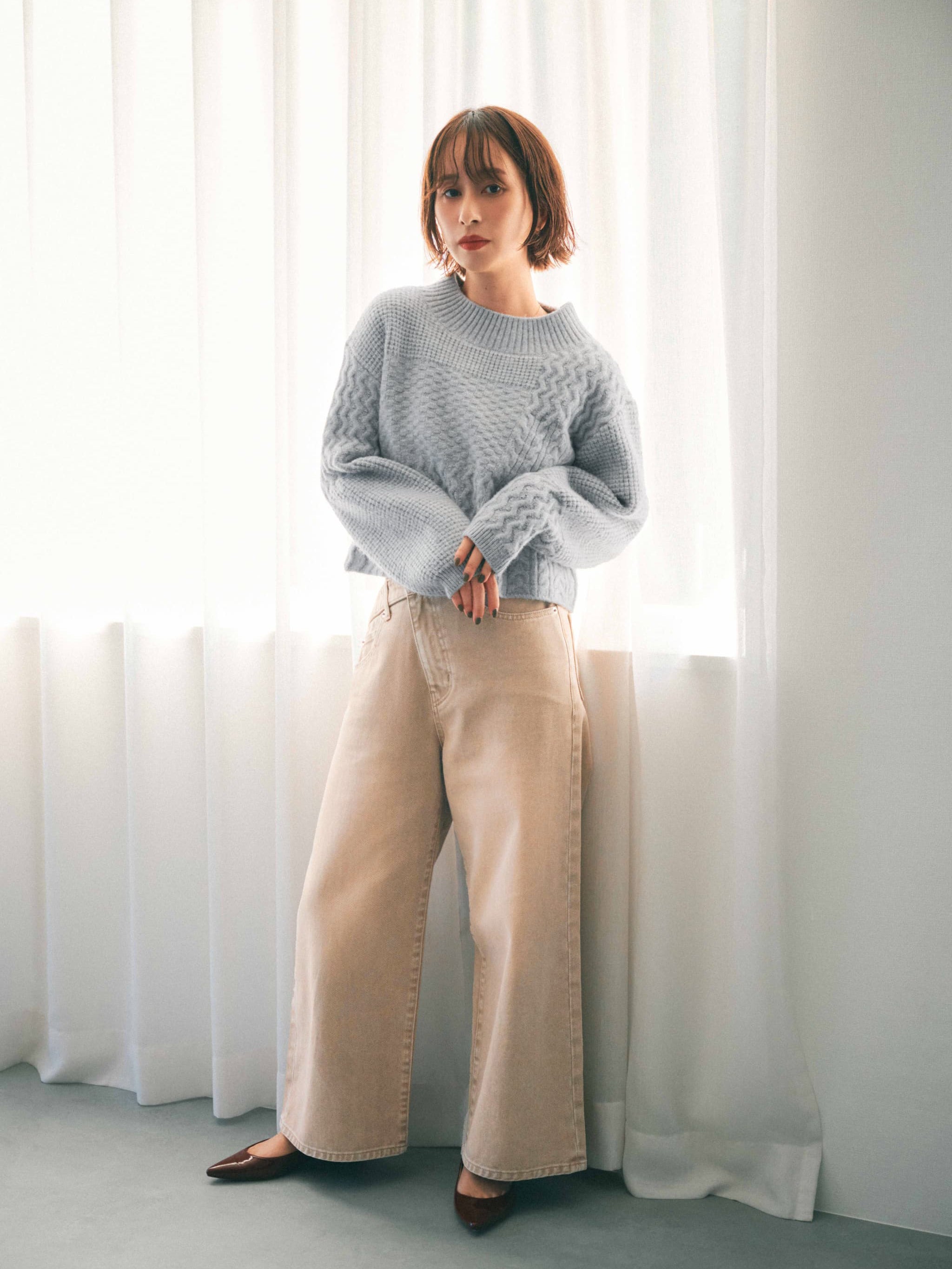 アシメフロントデニム-short & regular | 小柄・低身長女性向け