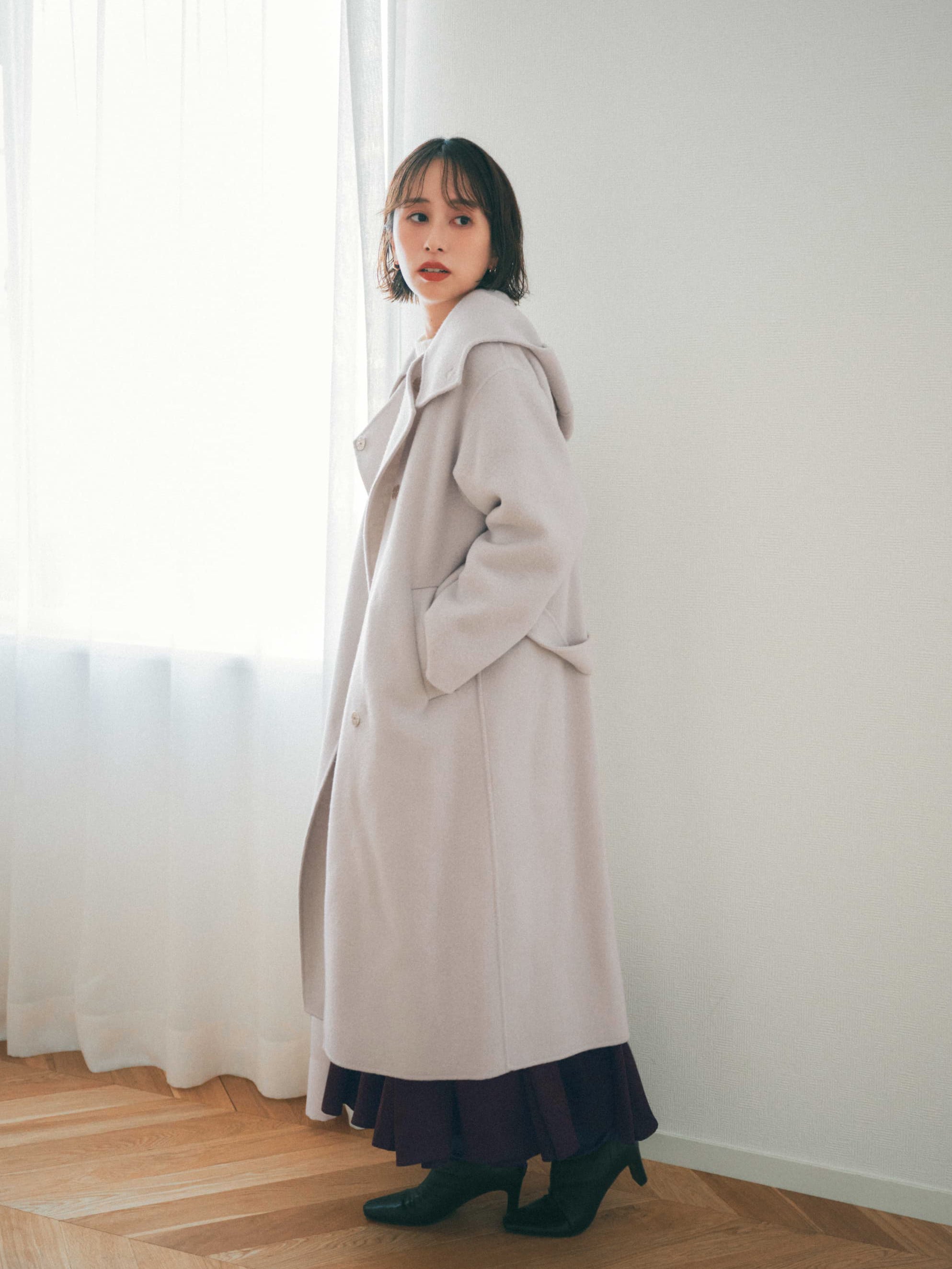 フーディーリバーロングコート | 小柄・低身長女性向けファッション