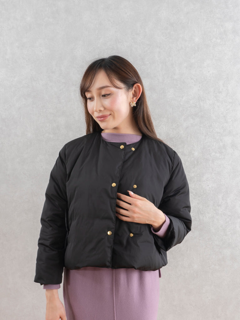 No collar Padded Jacket | Quilted Layered Set Coat 11.17 wed Debut