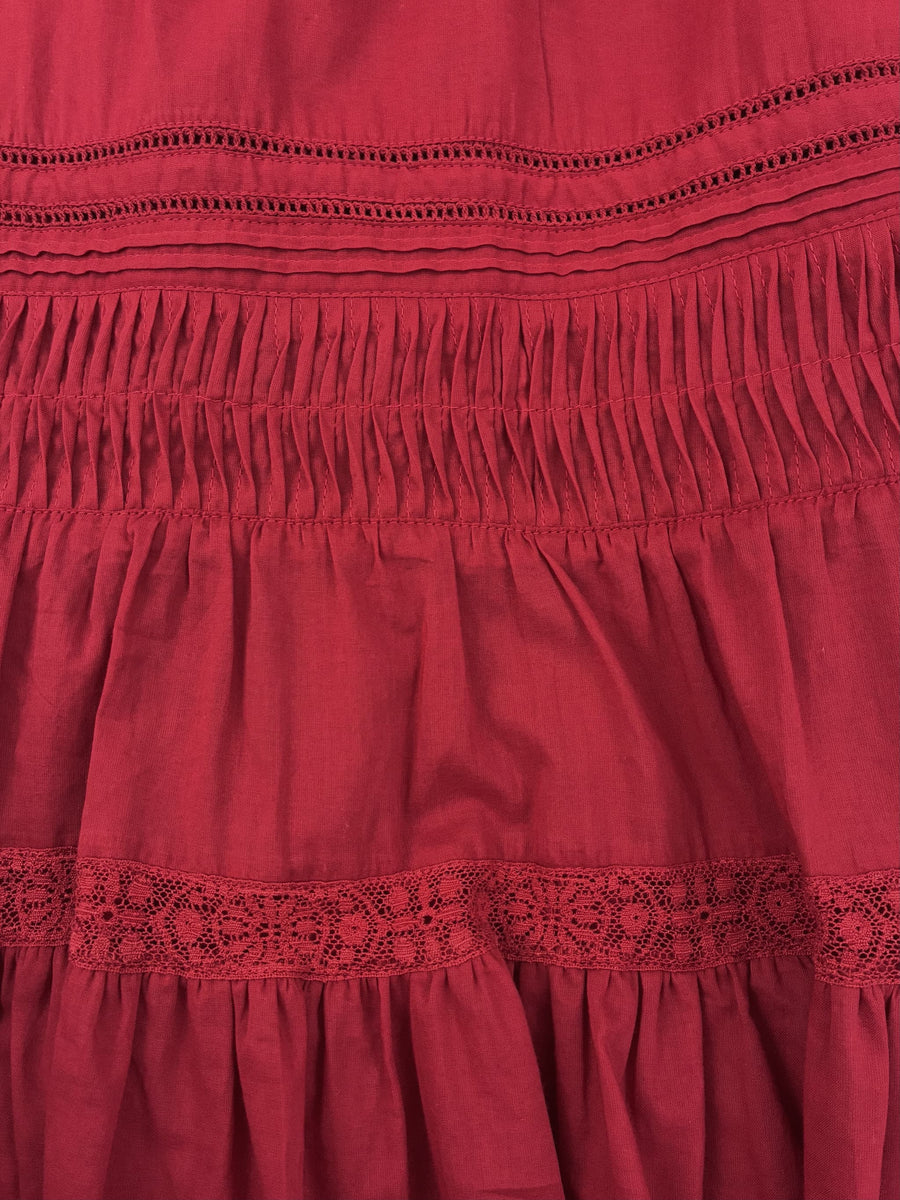 【手洗い可】【Made in India】ピンタックティアードスカート-short & regular　[通常]