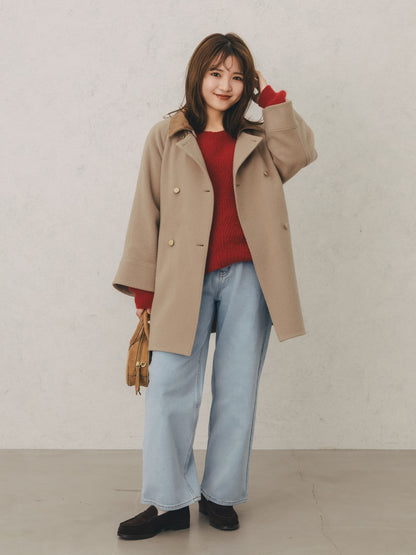 フォックスアンゴラVネックパターン柄ニット　[通常]