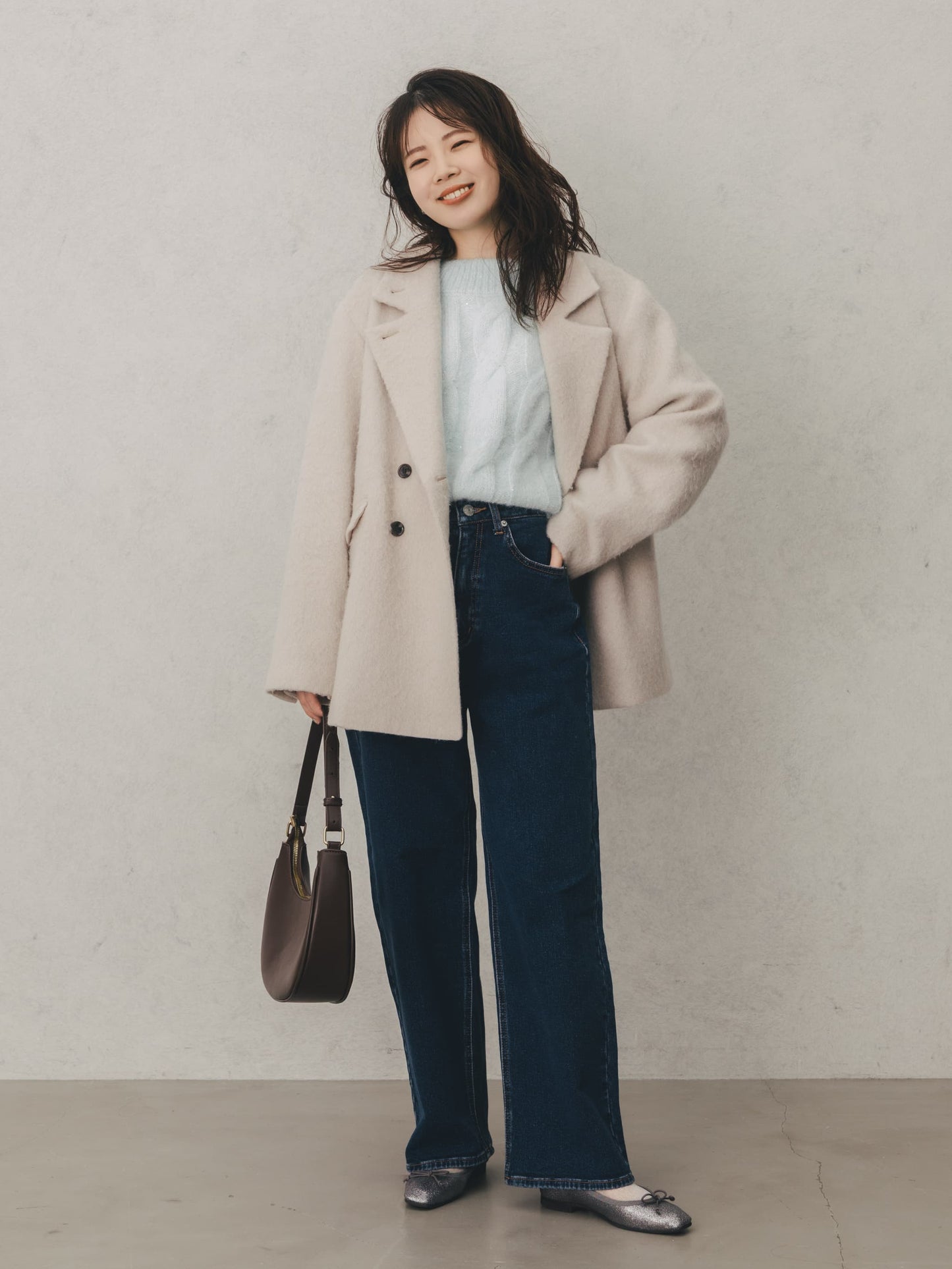 ウォームセミワイドストレートデニム-short & regular　[通常]