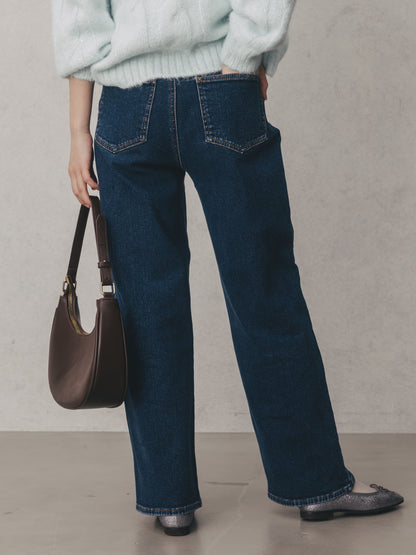 ウォームセミワイドストレートデニム-short & regular　[通常]