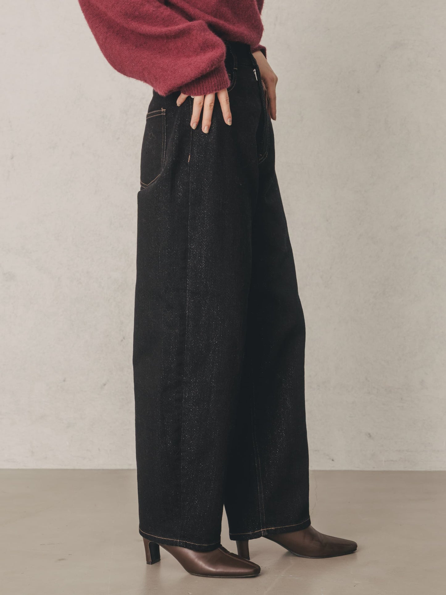 ラメコクーンデニムパンツ-short & regular　[通常]