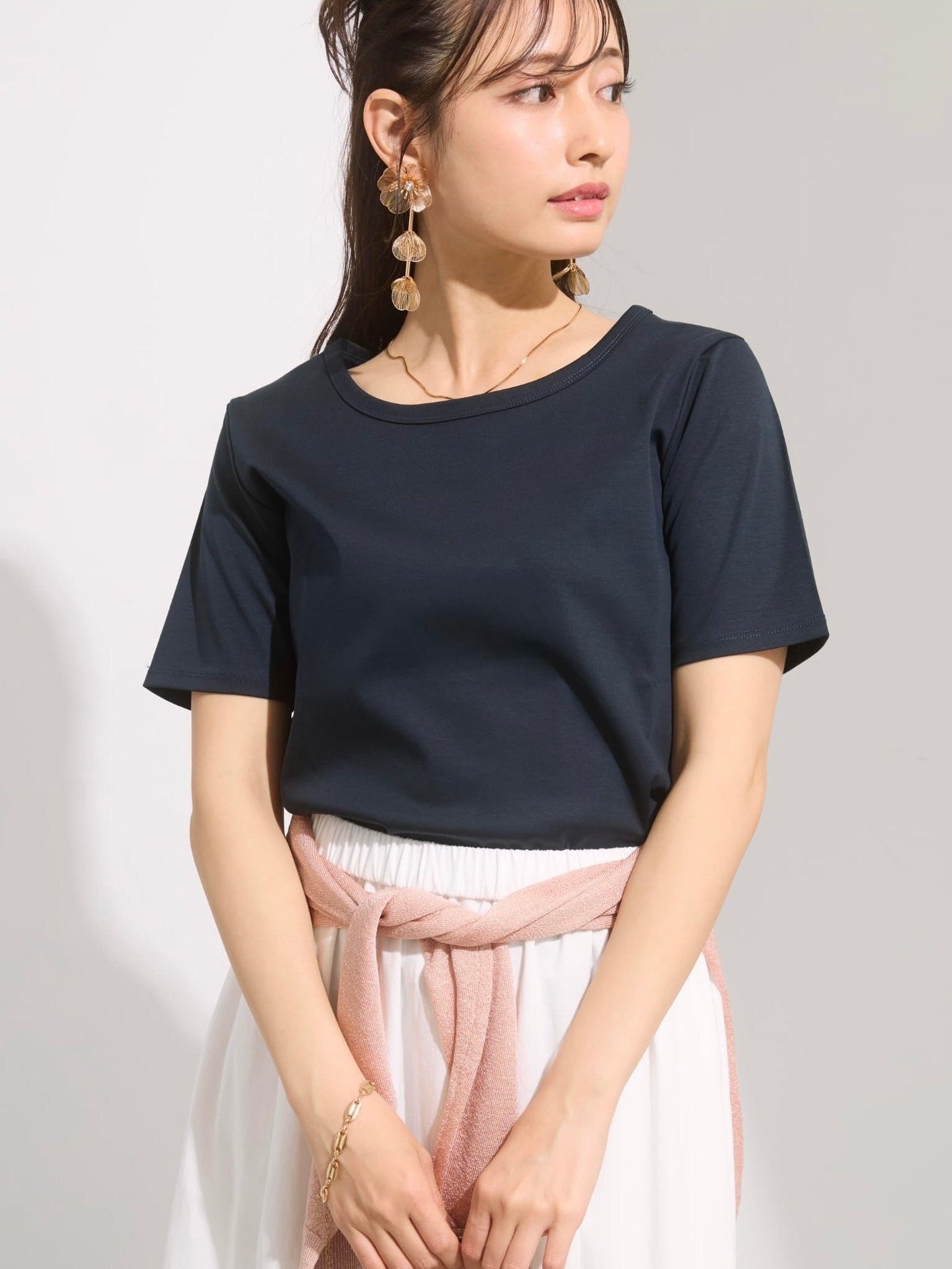 接触冷感】シルケットコットンベーシックTシャツ | 小柄・低身長女性