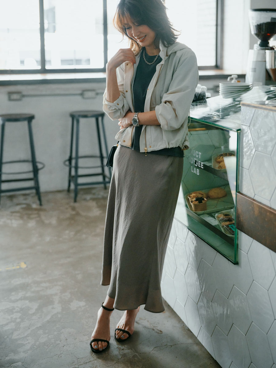 アセテートバックサテンナロースカート-short & regular　[通常]