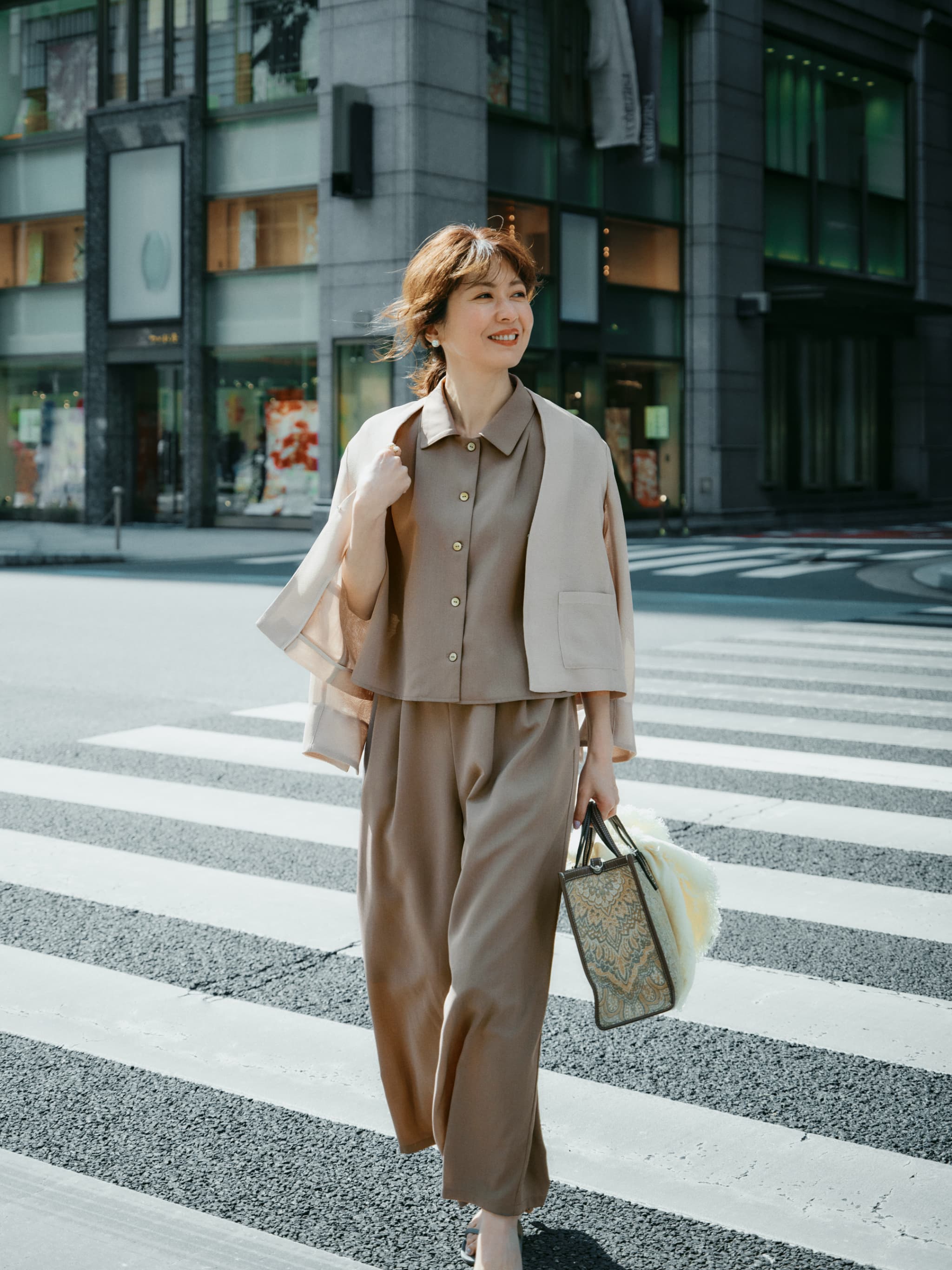 ノーカラーメッシュジャケット | 小柄・低身長女性向けファッション
