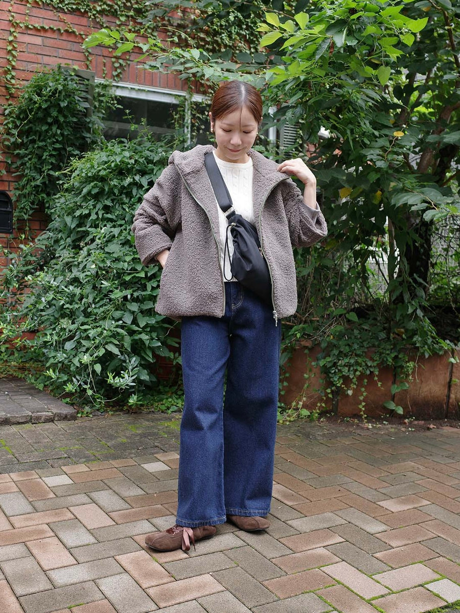 【cahoさんコラボ】フーディージップアップボアブルゾン　[通常]