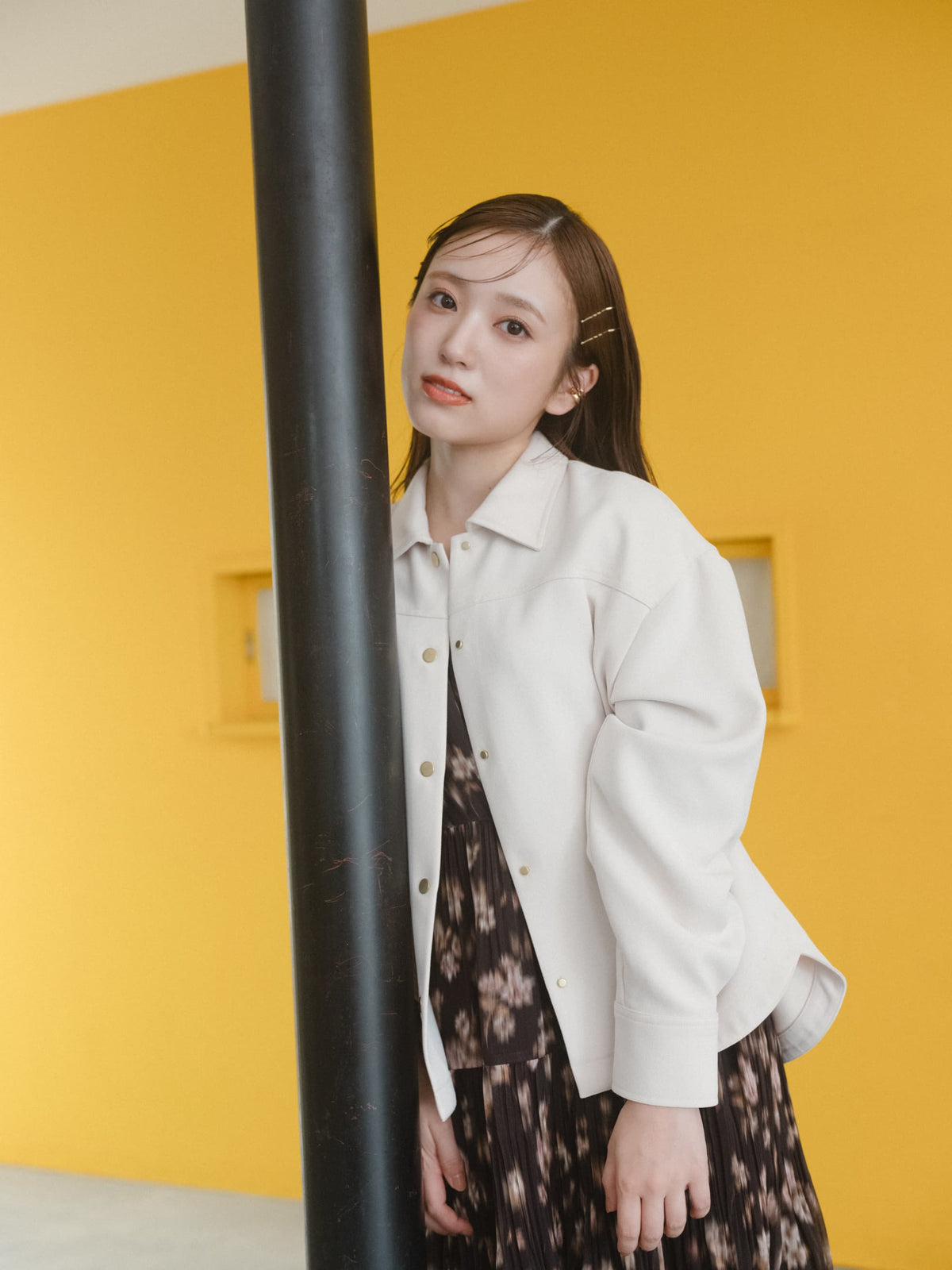 新作　コヒナ　COHINA ジョーゼットシャツジャケット ブラウン ジョーゼットシャツジャケット | 小柄・低身長女性向け