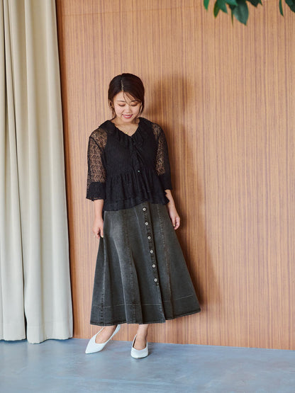 ＜sweet掲載＞リーフレースラッフルブラウス　[通常]