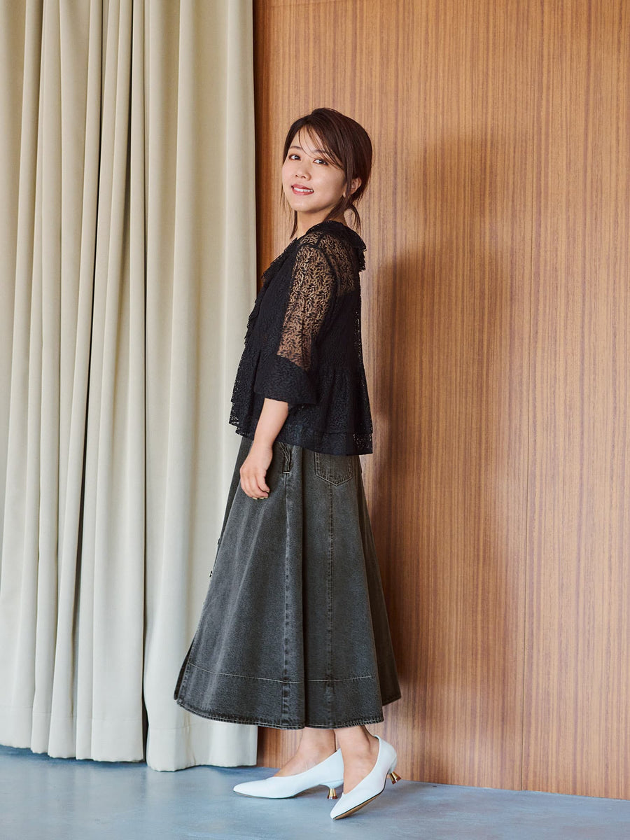 ＜sweet掲載＞リーフレースラッフルブラウス　[通常]