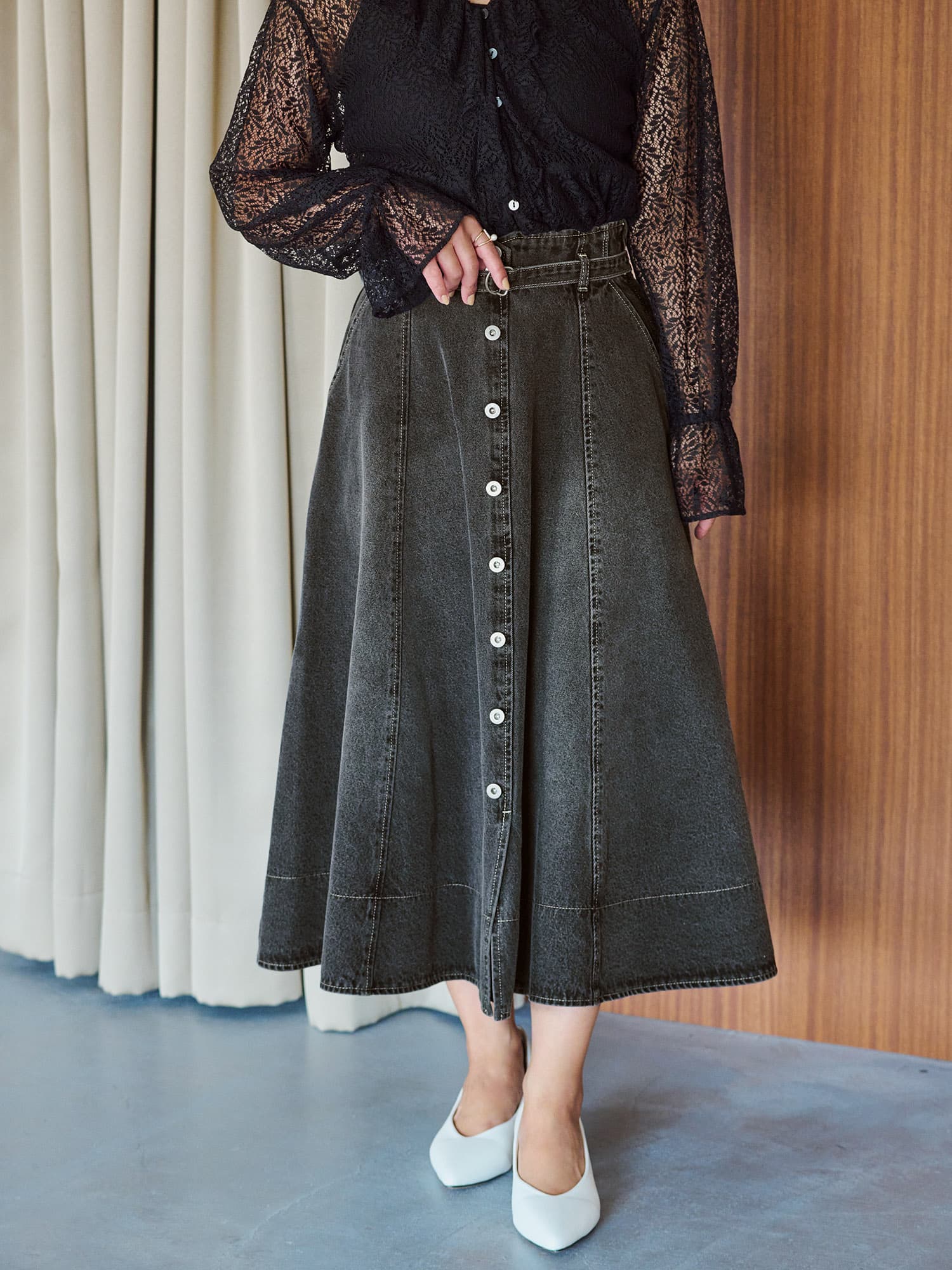 シームフレアデニムスカート-short & regular | 小柄・低身長女性向け