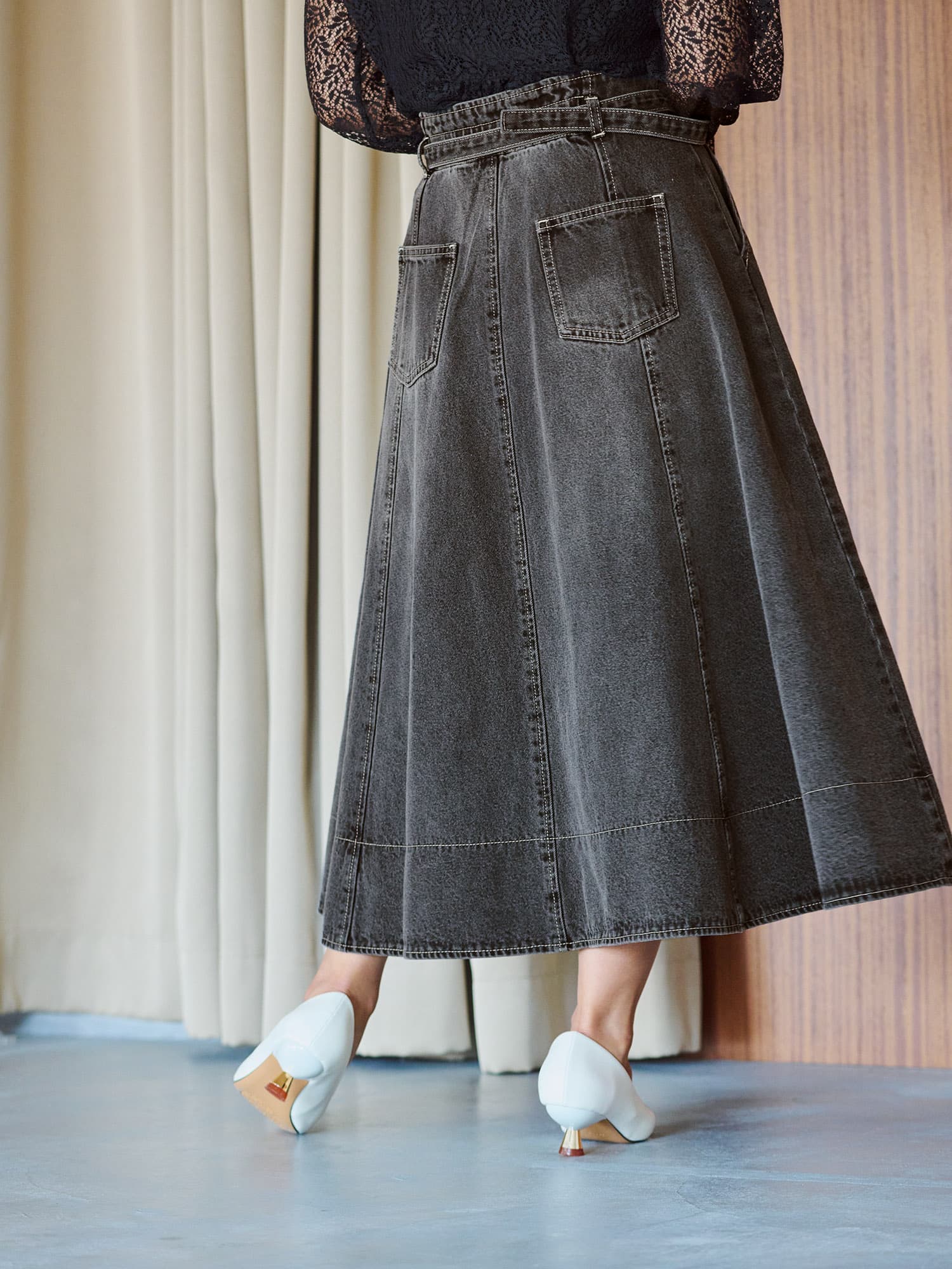 シームフレアデニムスカート-short & regular | 小柄・低身長女性向け
