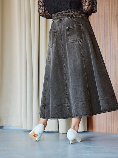 シームフレアデニムスカート-short & regular　[通常]