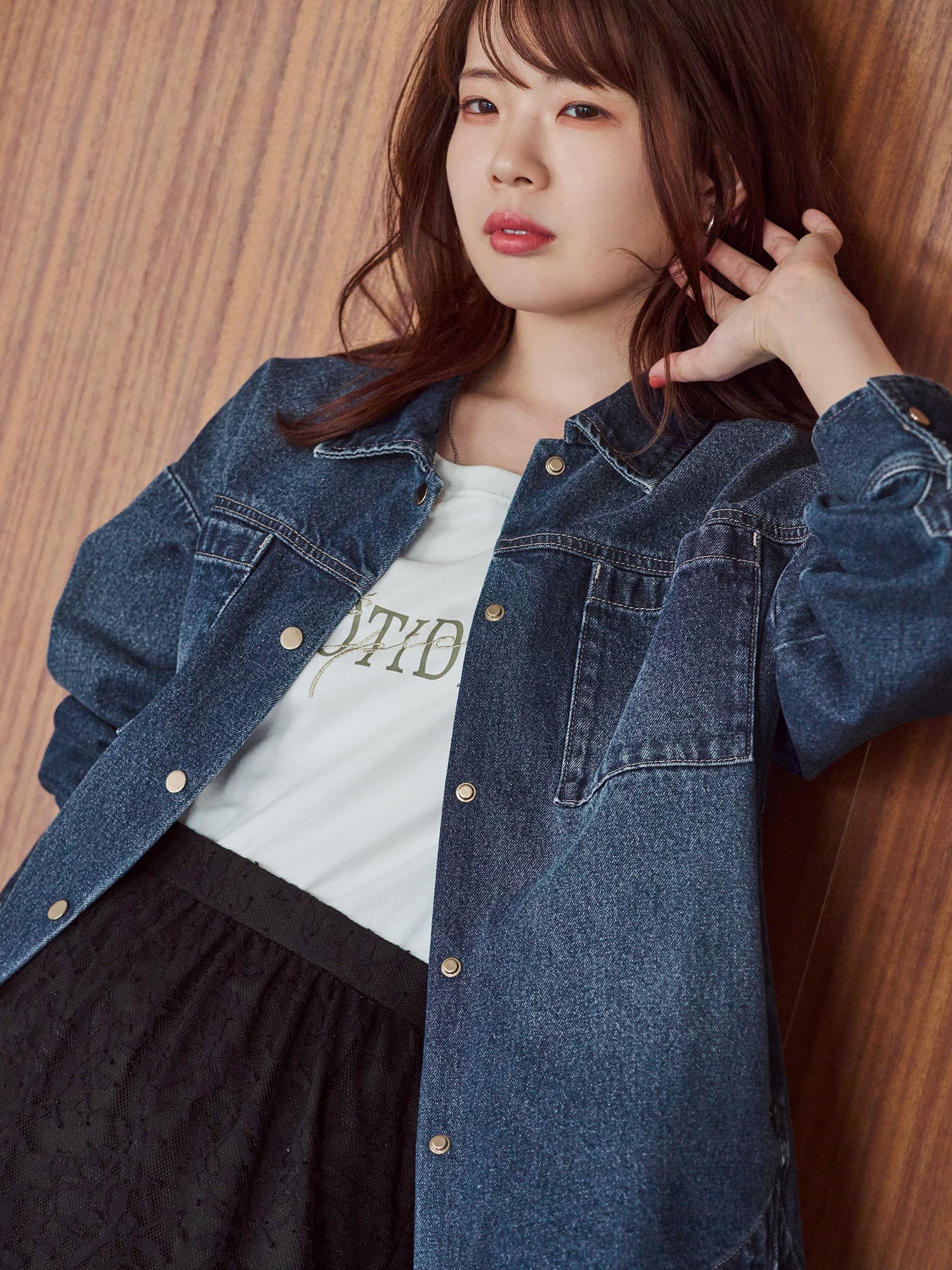 COHINA ダブルポケットデニムシャツジャケット　インディゴ ダブルポケットデニムシャツジャケット | 小柄・低身長女性向け