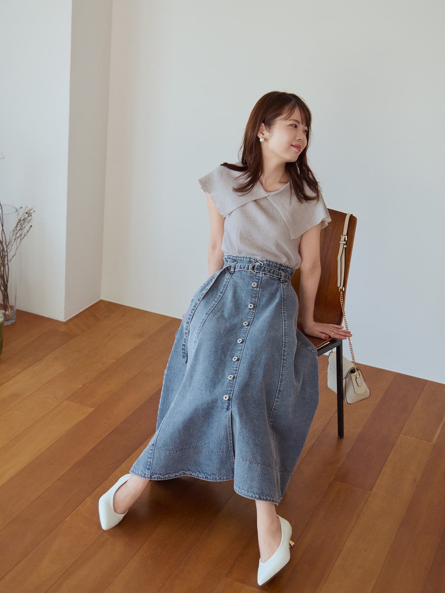 シームフレアデニムスカート-short & regular　[通常]