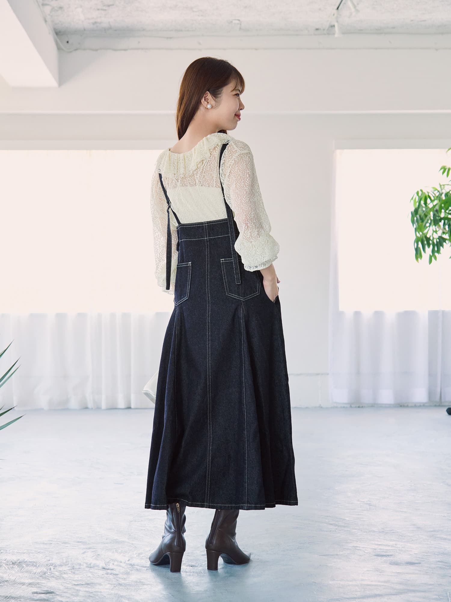 マチフレアデニムジャンパースカート-short & regular | 小柄・低身長
