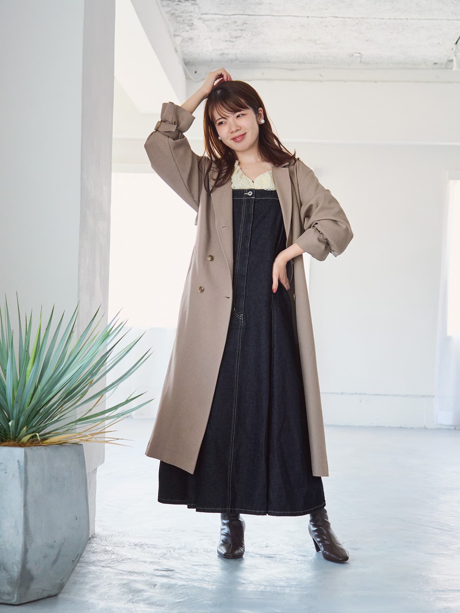 マチフレアデニムジャンパースカート-short & regular | 小柄・低身長