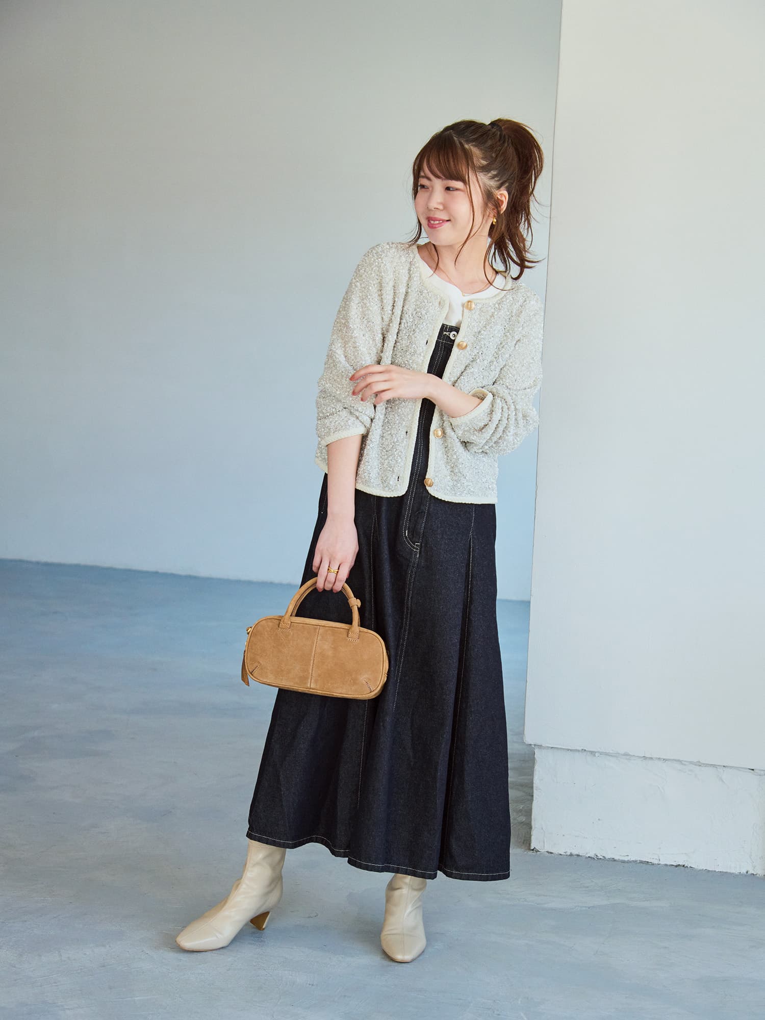 マチフレアデニムジャンパースカート-short & regular | 小柄・低身長