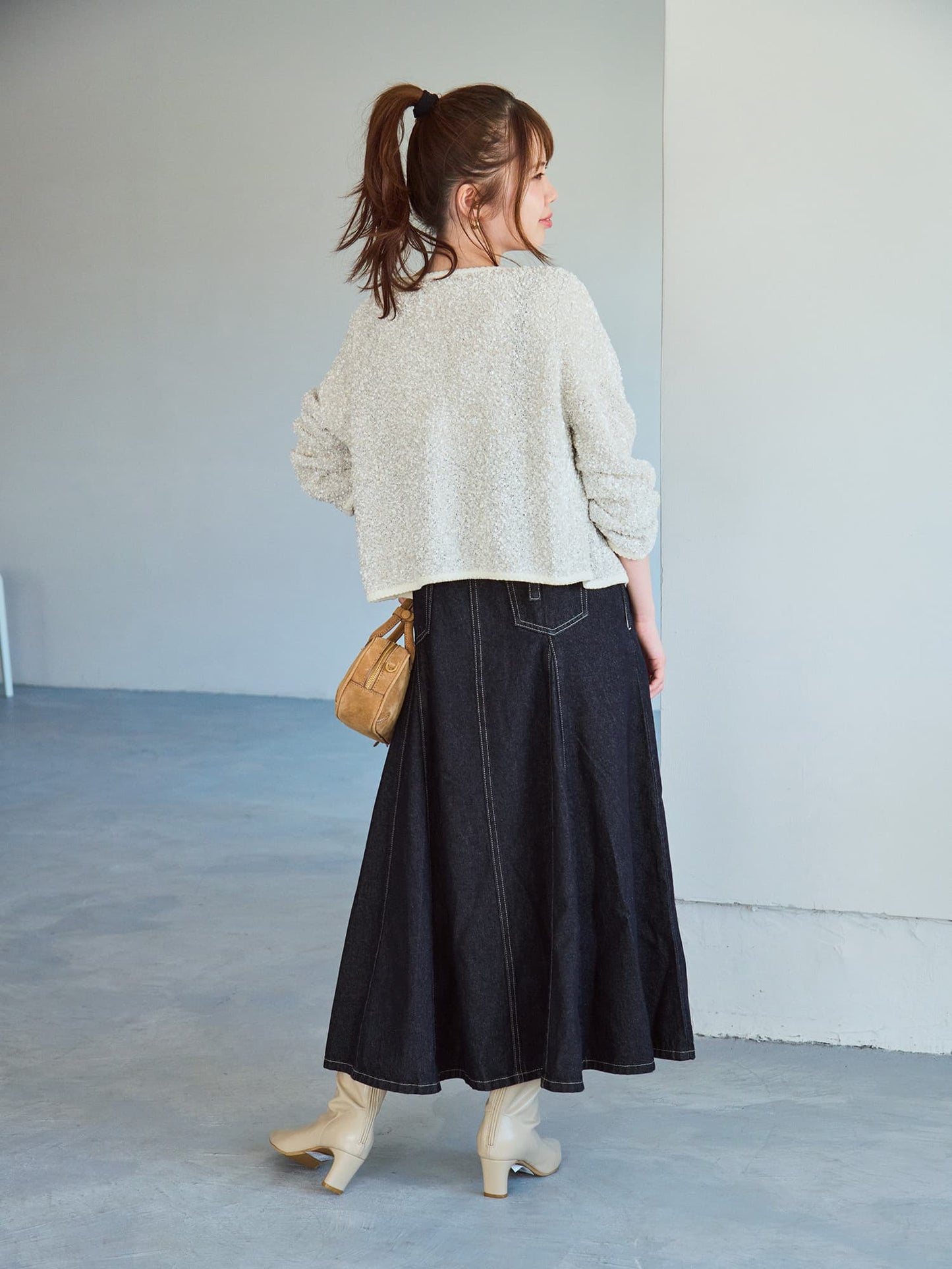 マチフレアデニムジャンパースカート-short & regular　[通常]