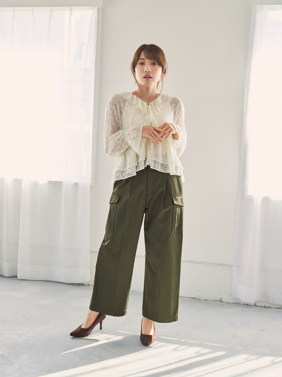 ＜sweet掲載＞リーフレースラッフルブラウス　[通常]