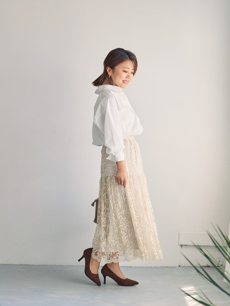 スカラップヘムレーススカート-short & regular　[通常]