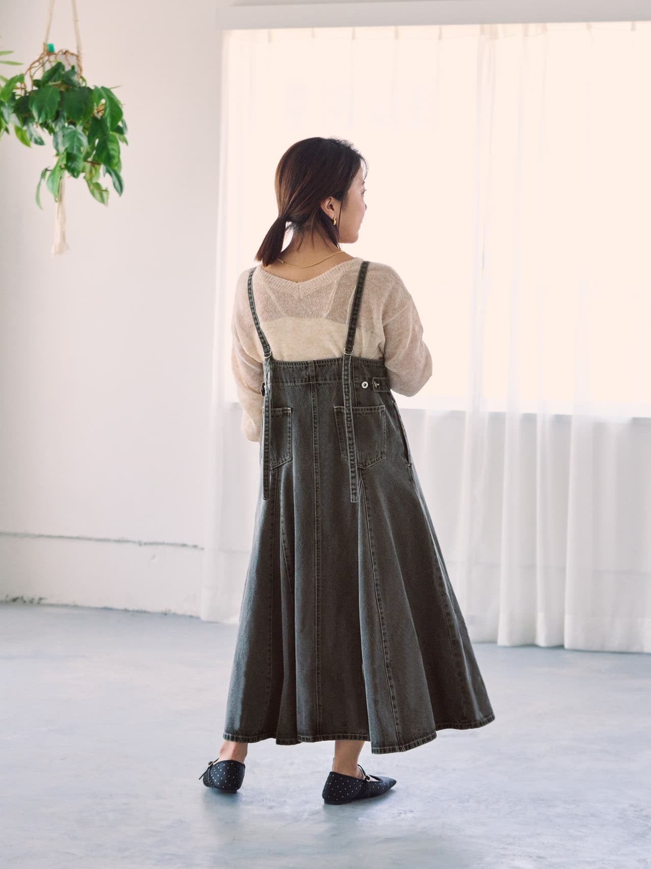 マチフレアデニムジャンパースカート-short & regular　[通常]