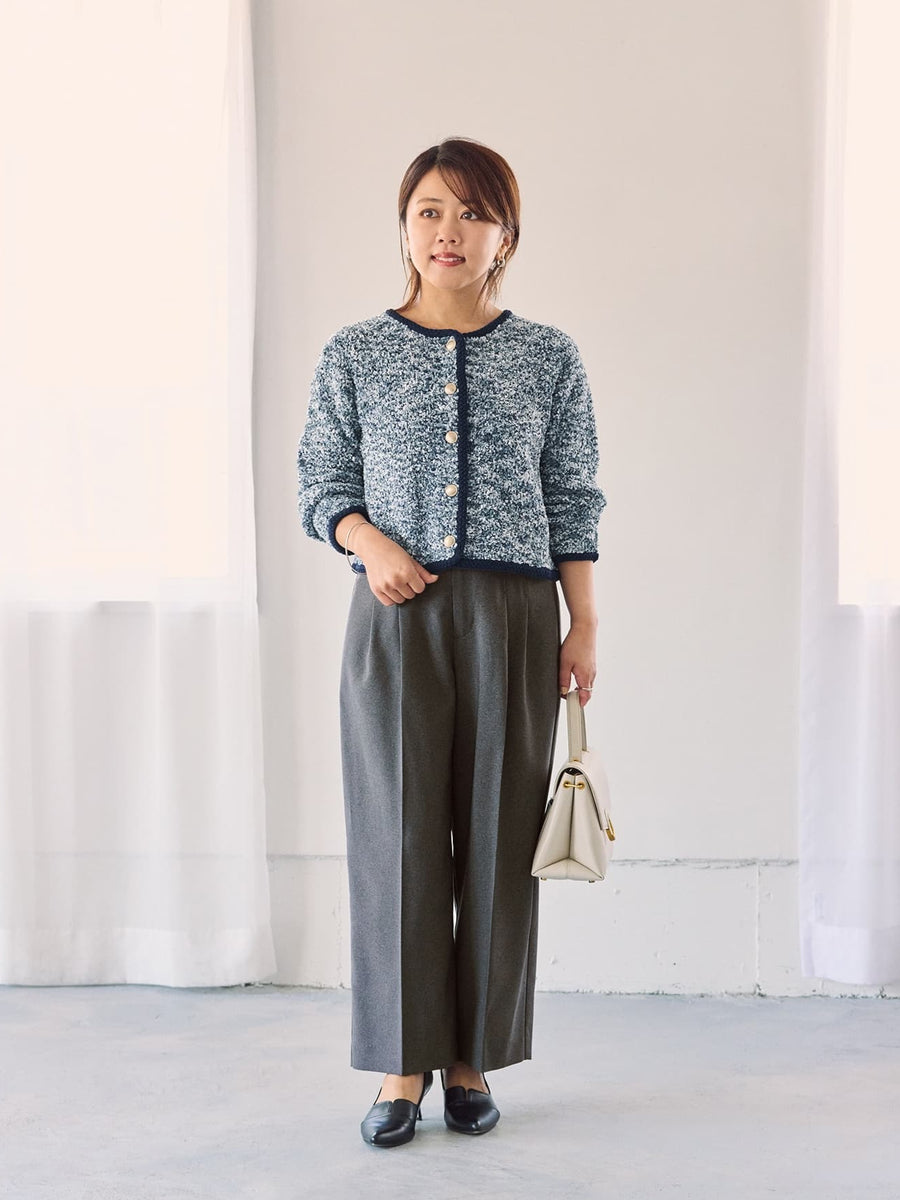 ツイードゴールドボタンニットカーディガン　[通常]