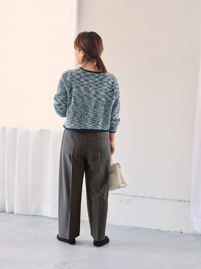 ツイードゴールドボタンニットカーディガン　[通常]