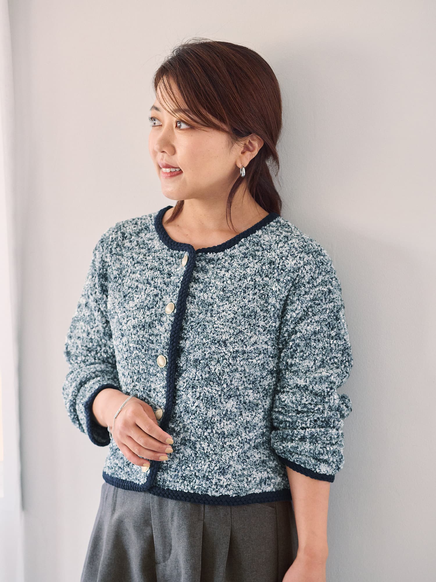 【美品】COHINA ツイードニットカーディガン 長袖 ジャケット パール SALE】ツイードニットジャケット – BLUE ONLINE