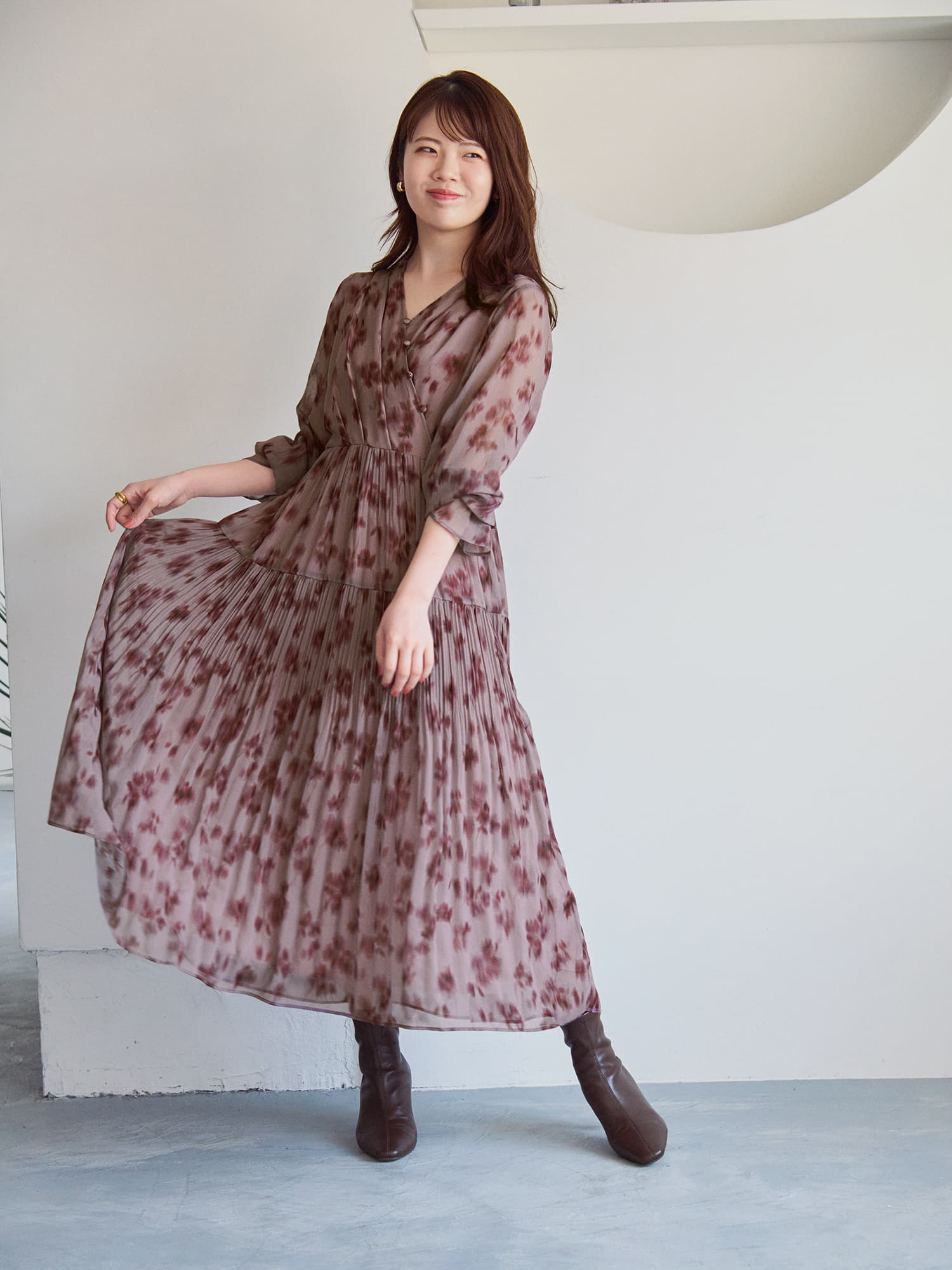 セットバックスクエアトゥショートブーツ | 小柄・低身長女性向け