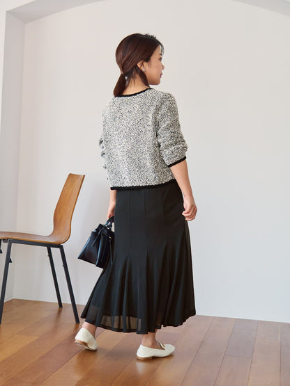 ツイードゴールドボタンニットカーディガン　[通常]