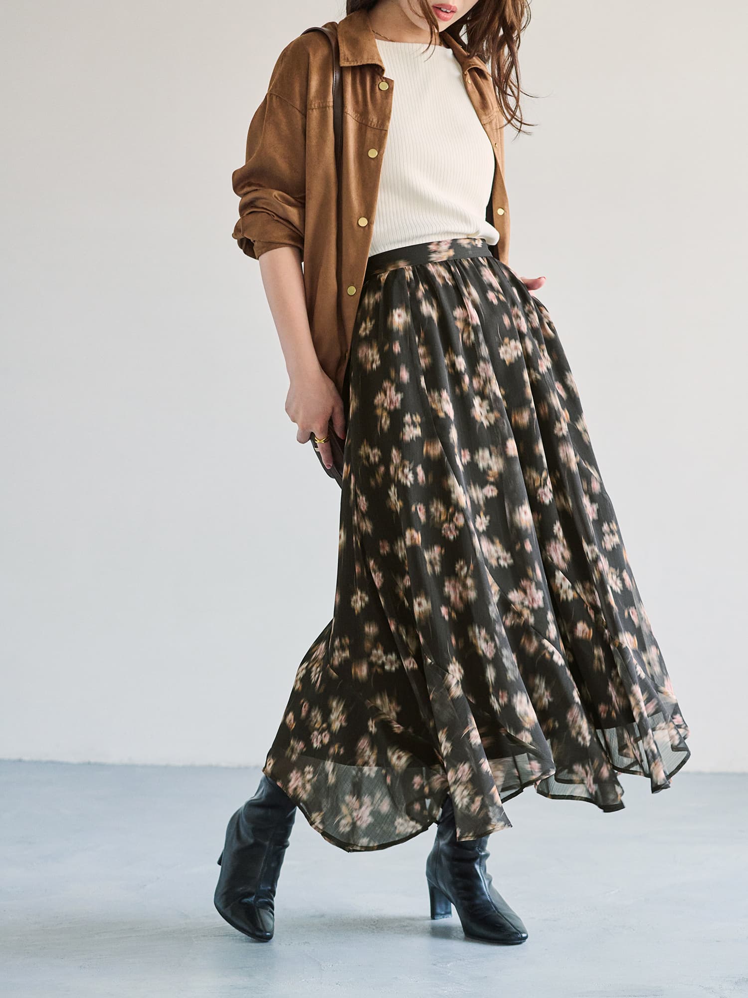 cohina シェードフラワーエスカルゴスカートregular シェードフラワーエスカルゴスカート-short & regular | 小柄・低身長