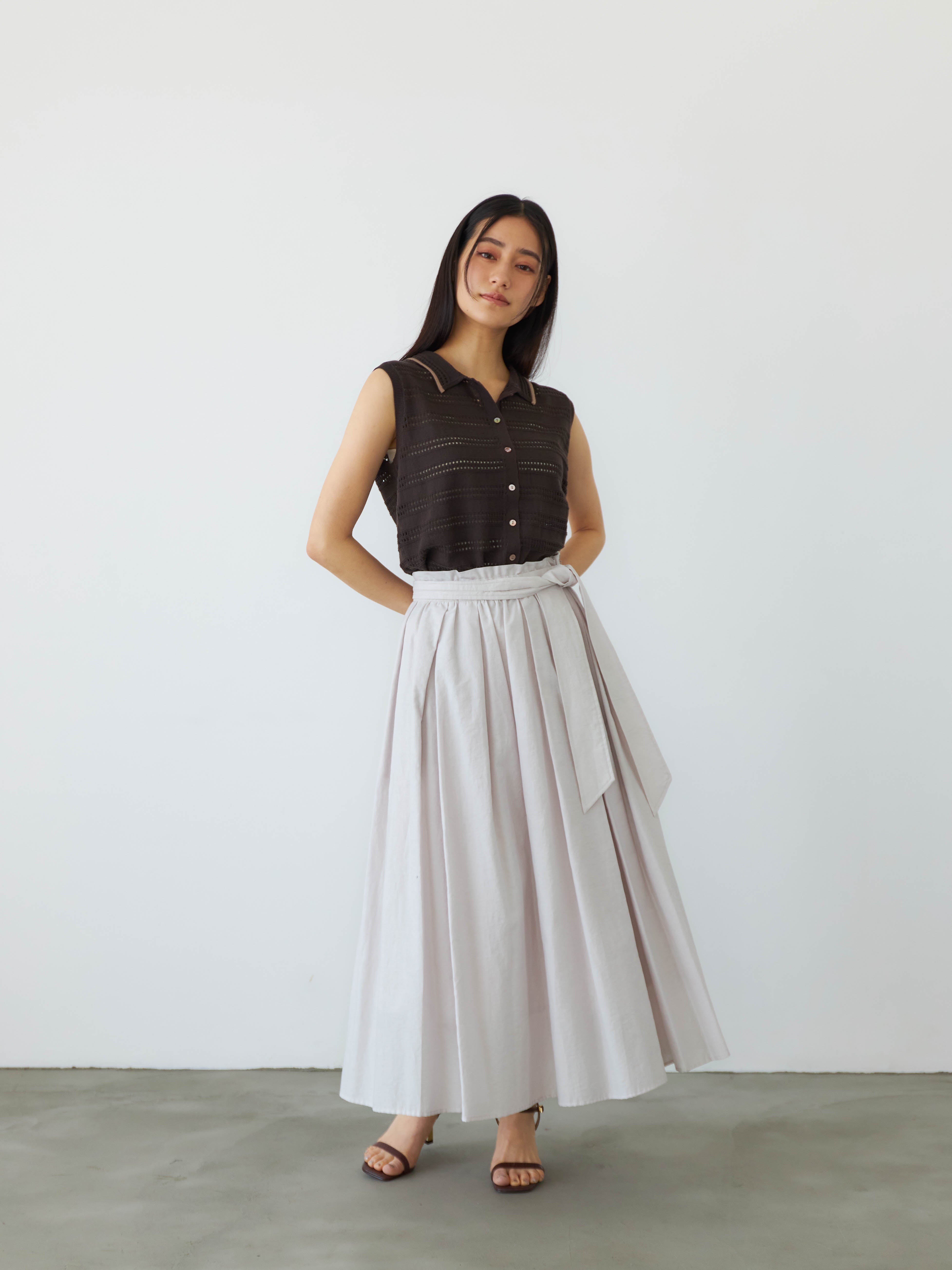 コットンナイロンタックギャザースカート-short & regular | 小柄・低