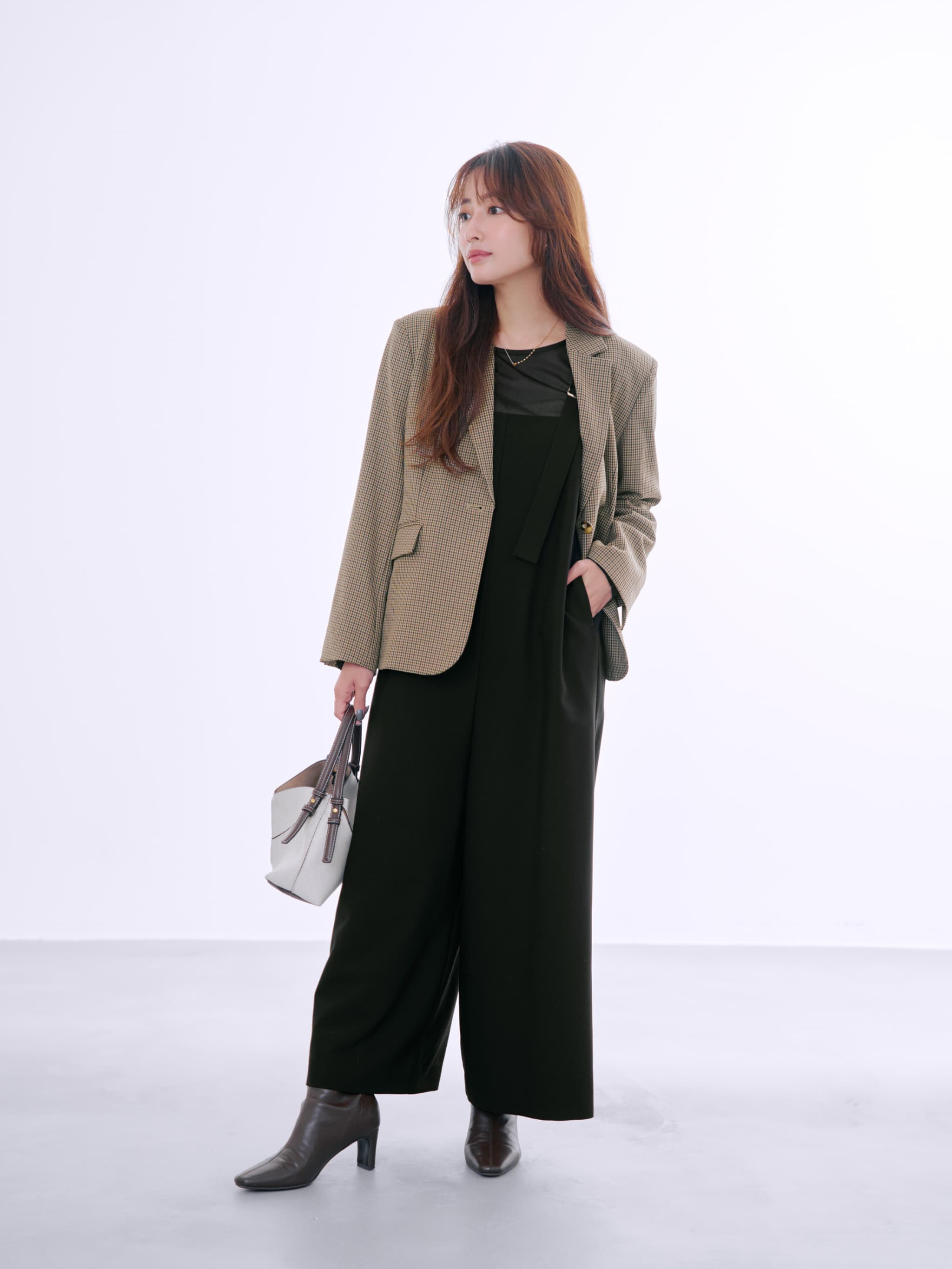 cohina ゴールドバックルサスペンダーオールインワン