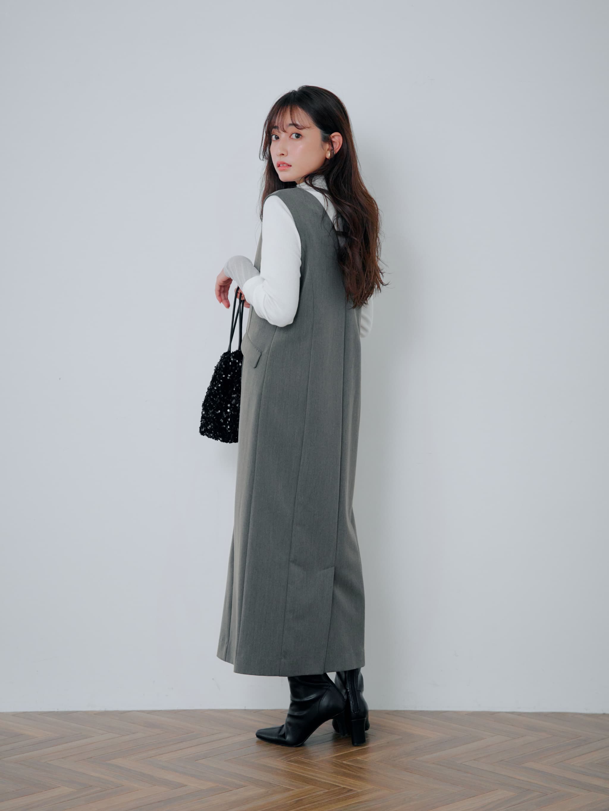 ジンジャーリブ×ラメシアートップスセット | 小柄・低身長女性向け