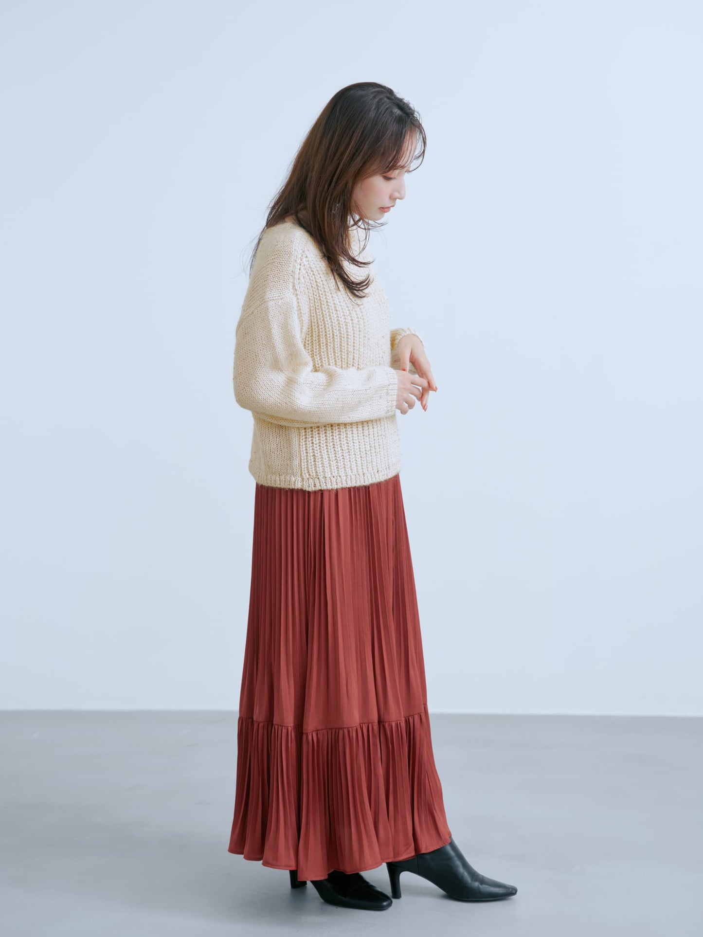 プリーツティアードヘムスカート-short & regular　[通常]