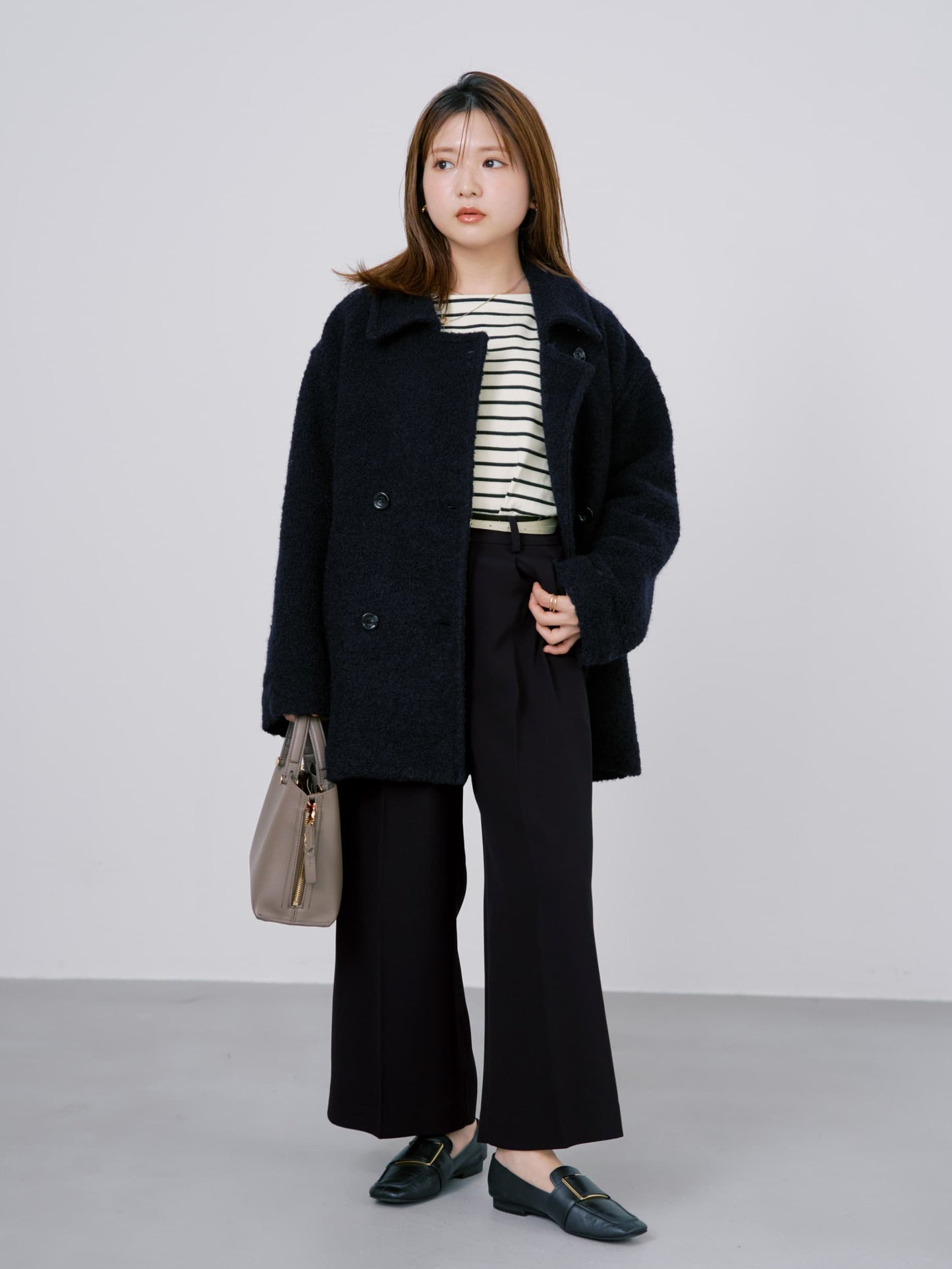 トリアセジョーゼットストレートパンツ-short & regular　[通常]