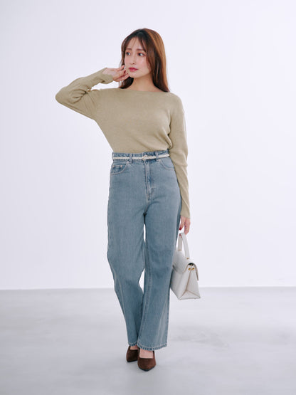 シルクウールボートネックリブニット　[通常]