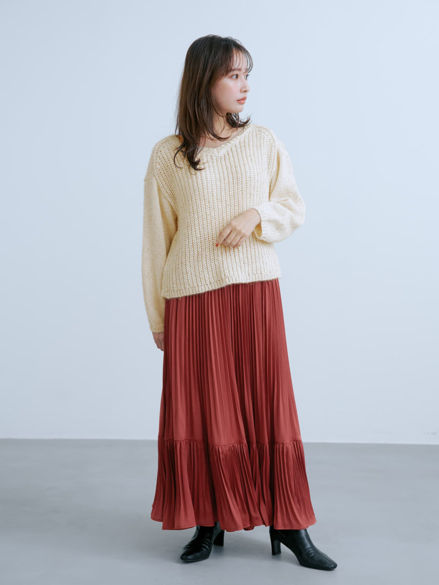 プリーツティアードヘムスカート-short & regular　[通常]