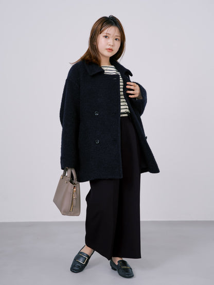 トリアセジョーゼットストレートパンツ-short & regular　[通常]