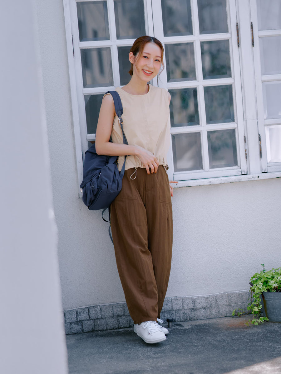 【吸水速乾】ドロストデザインタックブラウス　[通常]