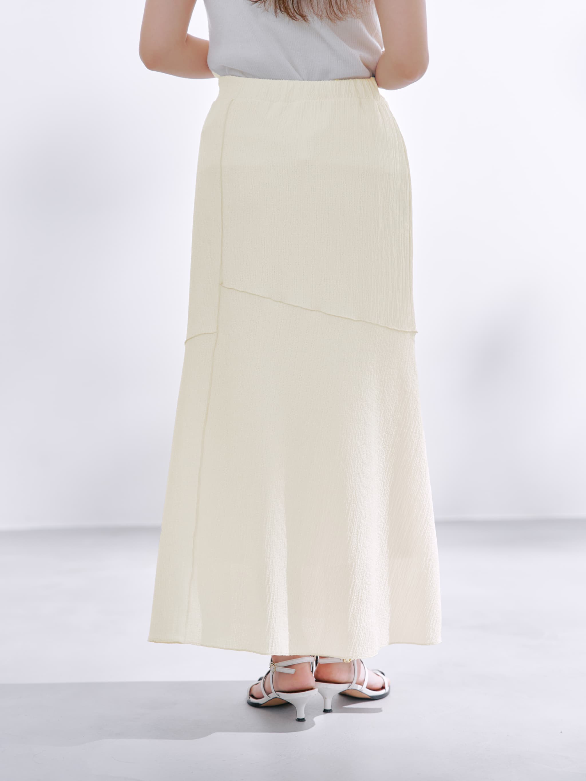 COHINA ワッシャーナローイージースカート regular ブラック ワッシャーナローイージースカート-short & regular | 小柄・低