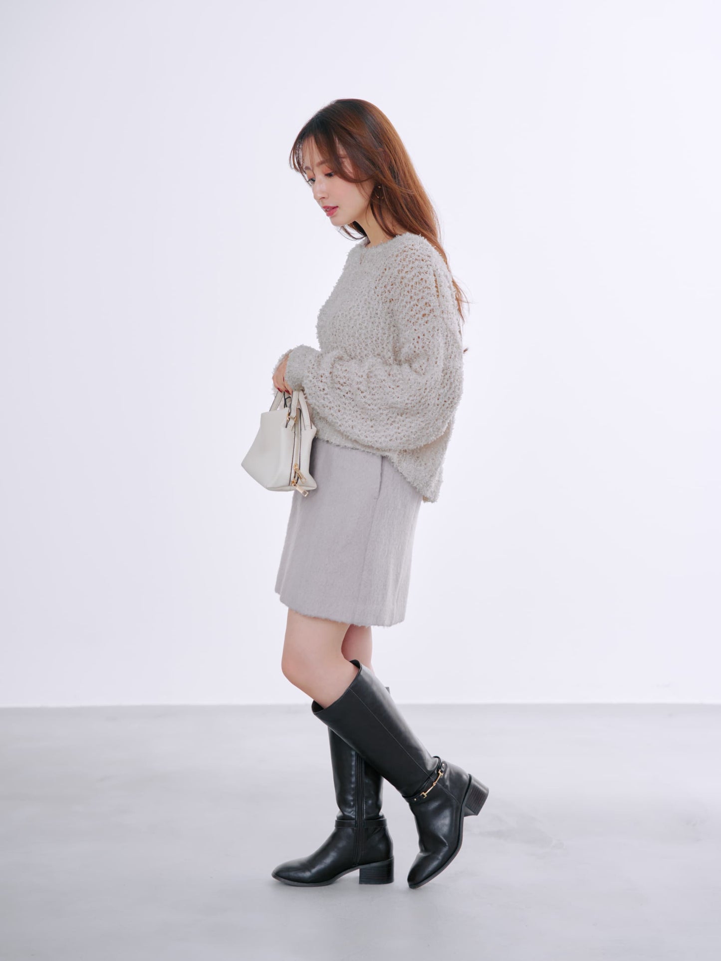 リボンヤーンメッシュニット×キャミワンピースセット　[通常]