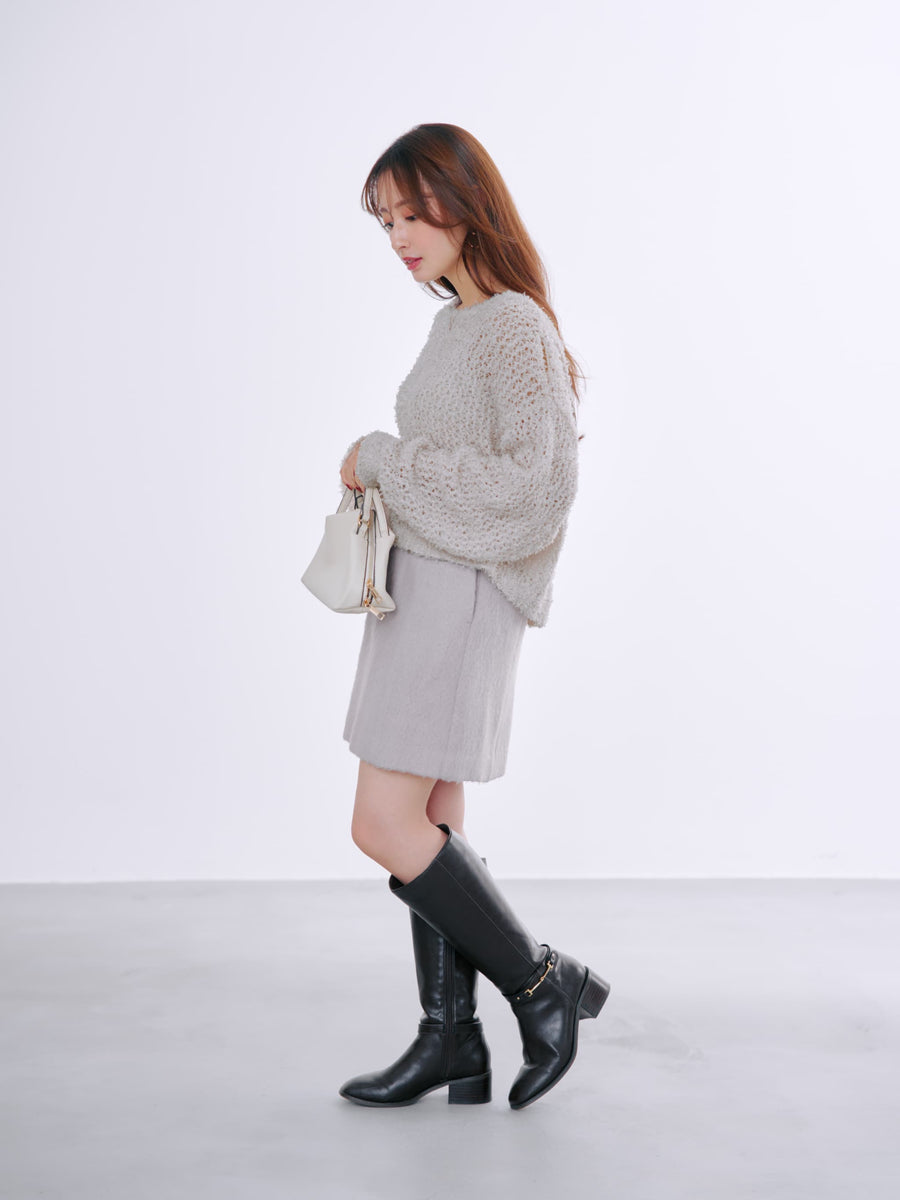 リボンヤーンメッシュニット×キャミワンピースセット　[通常]