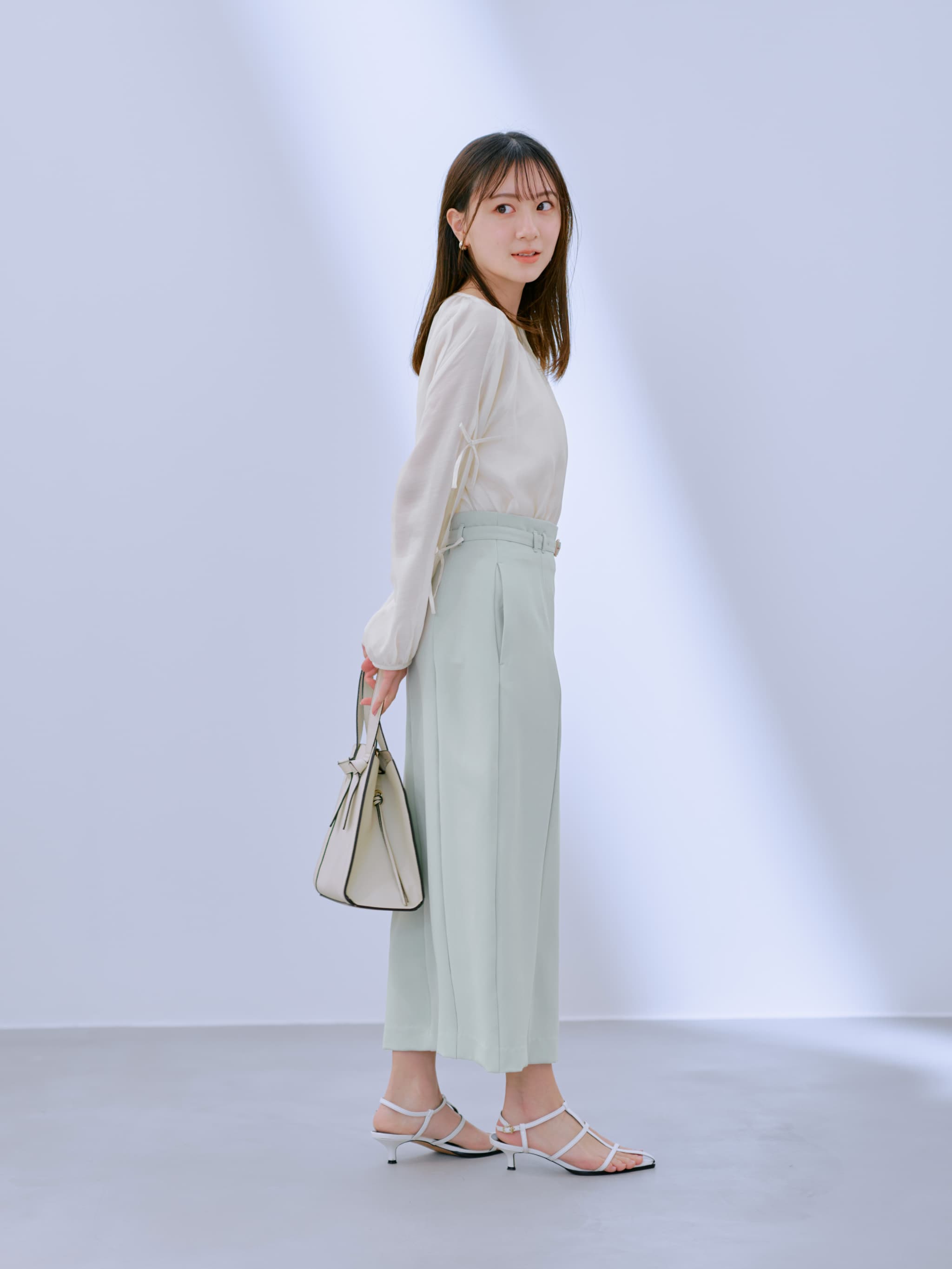 【COHINA】ベルト付きストレッチIラインスカート-regular ベルト付きストレッチIラインスカート-short & regular | 小柄・低身長