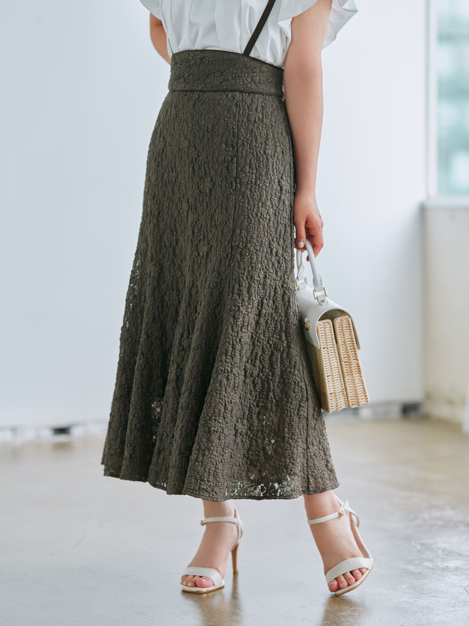 コルディア 上質ツィードタイトスカート 極美品 - ひざ丈スカート