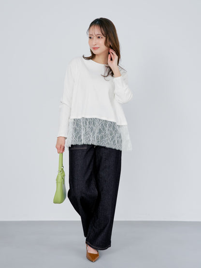 レースドッキングカットソー　[通常]