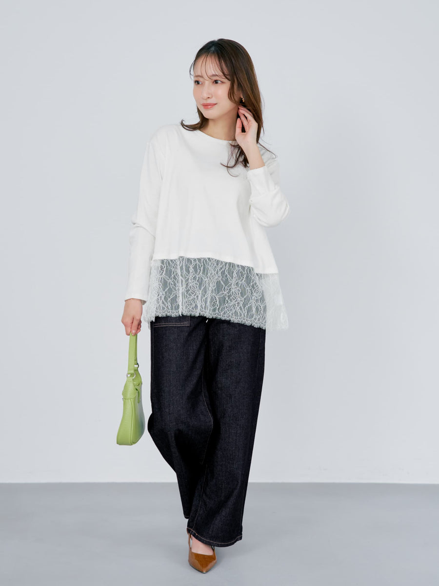 レースドッキングカットソー　[通常]